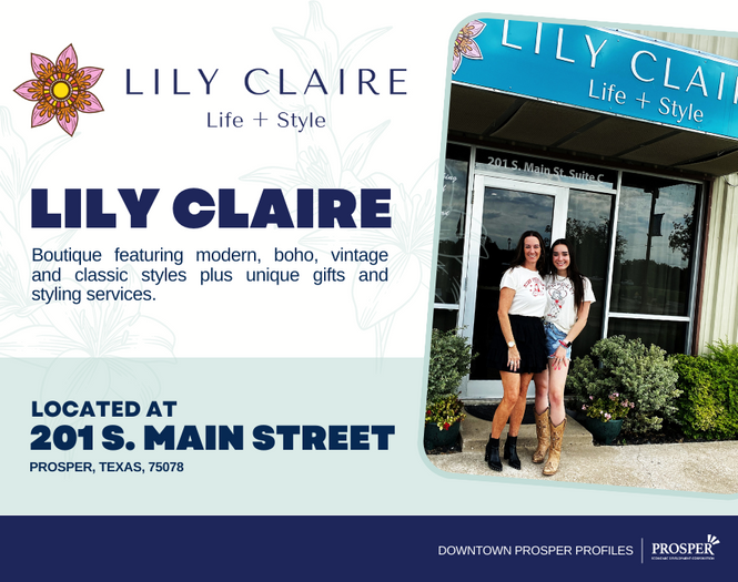 Article image for Downtown Prosper Profile - Lily Claire page